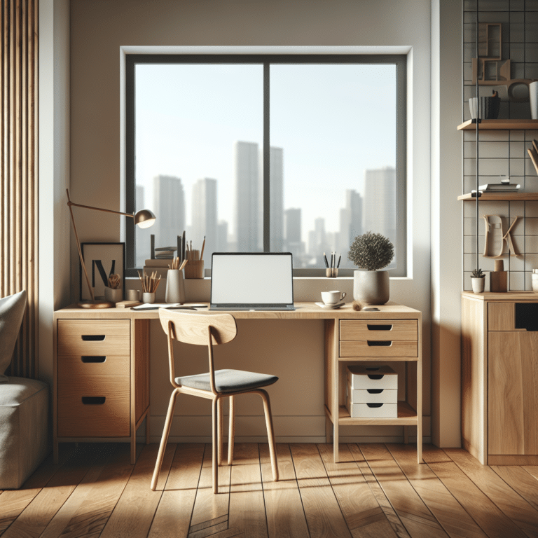  "Maintaining a Clutter-Free Desk in a Studio Apartment